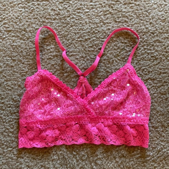 Pink lace and clear sequined Gilly hicks bra - Picture 2 of 4